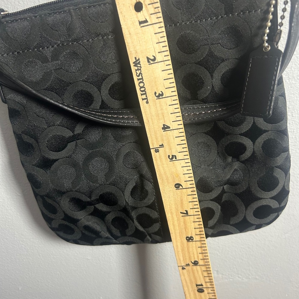 Coach Signature C Monogram Canvas Leather Crossbody Bag Black Silver Hardware - Picture 2 of 8